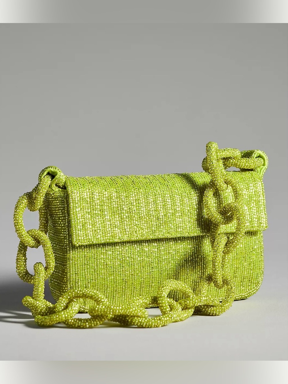 Anthropologie Fiona Beaded Shoulder Bag in Fresh Lime